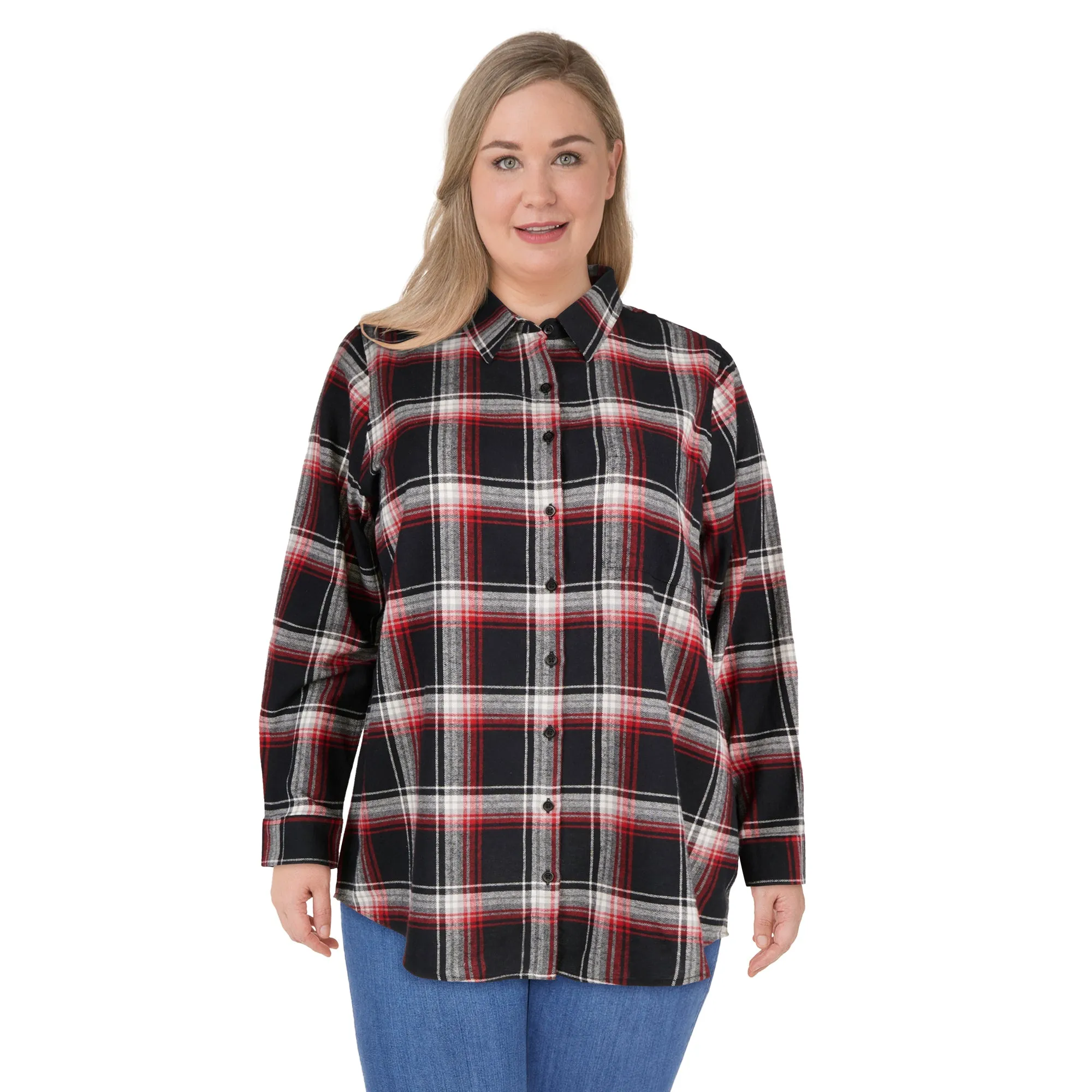mySTYLE Women's Plus Flannel Plaid Tunic sold by Giant Tiger