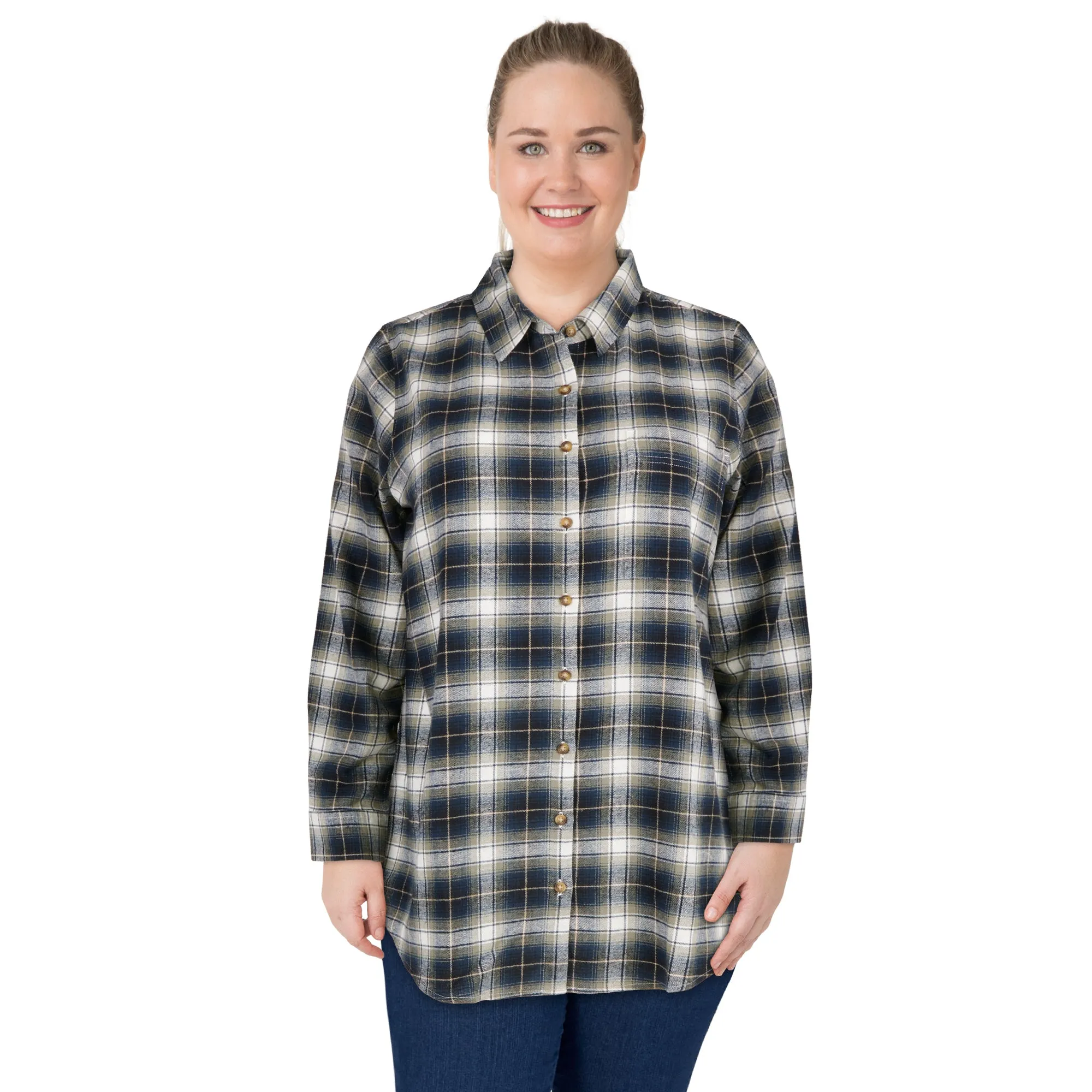 mySTYLE Women's Plus Flannel Plaid Tunic sold by Giant Tiger