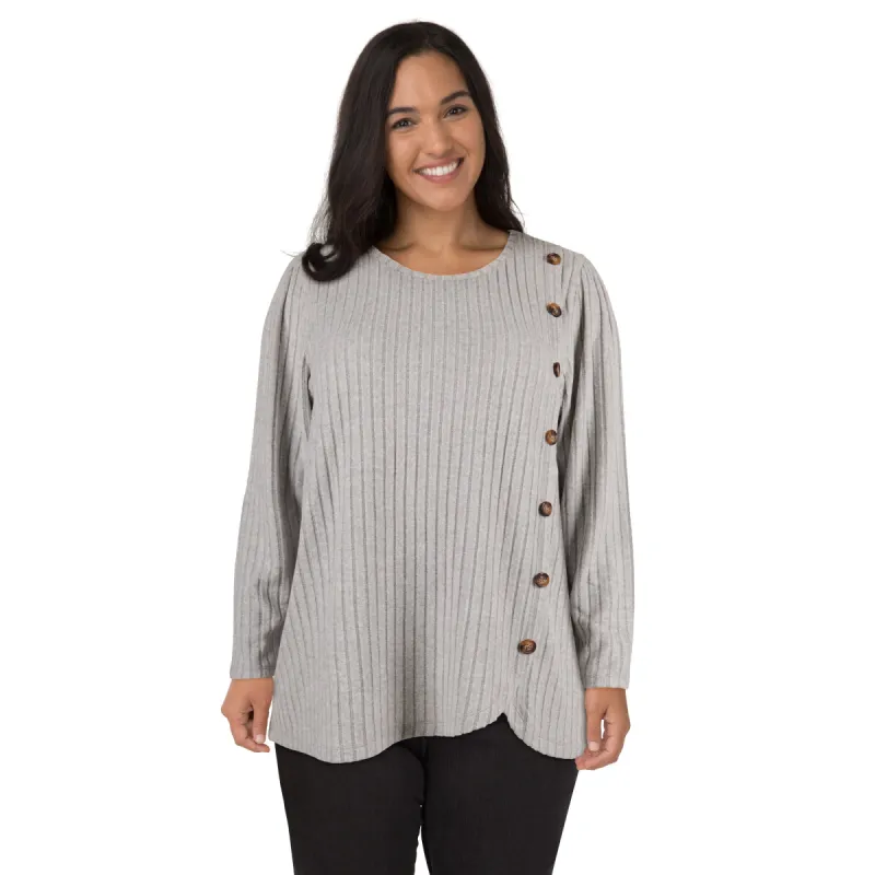 lily morgan Women's Plus Long Sleeve Button Detail Top sold by Giant Tiger