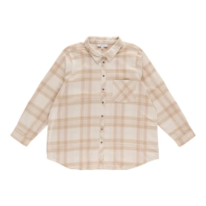 mySTYLE Women's Plus Flannel Snap Shirt sold by Giant Tiger
