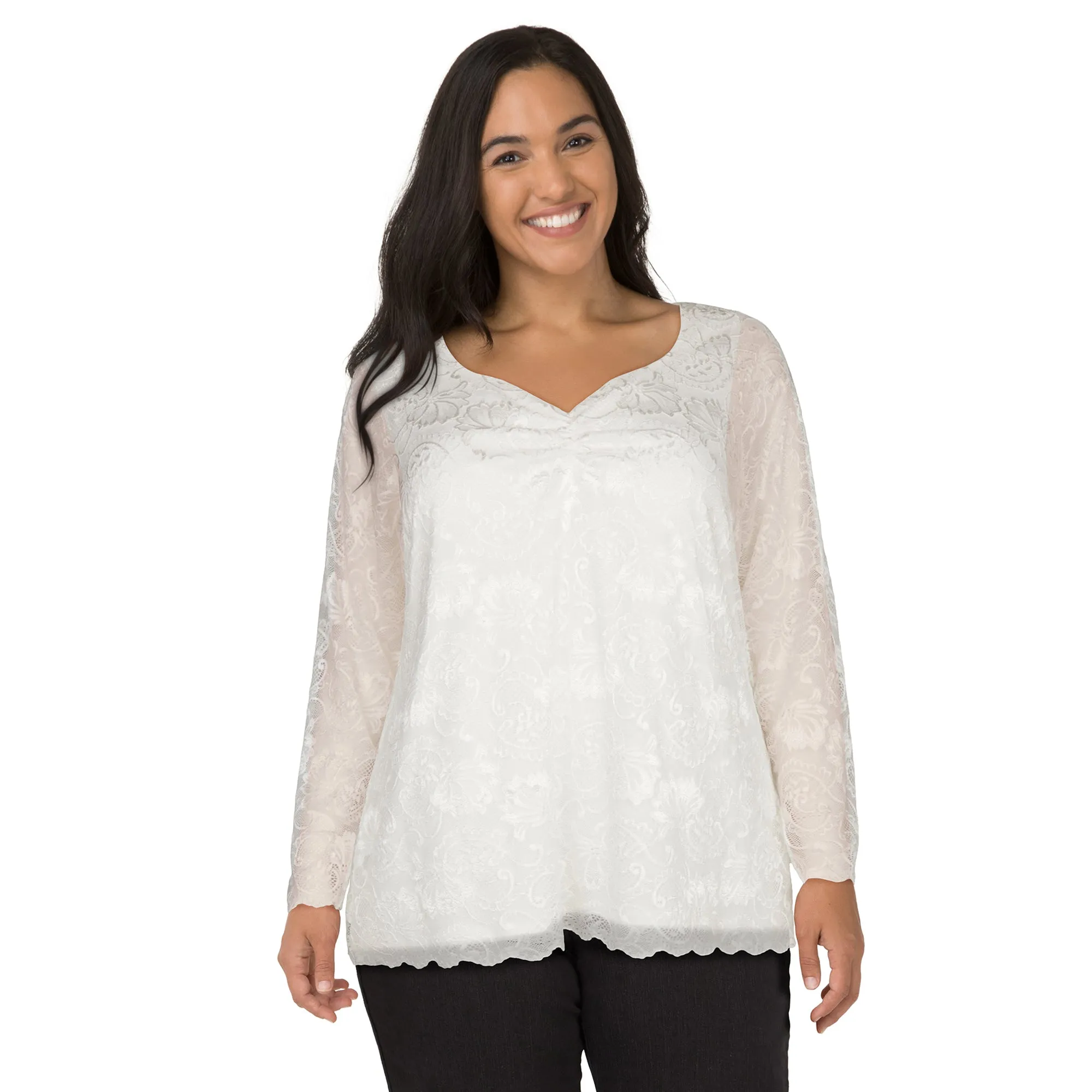 lily morgan Women's Plus Sweetheart Lace Top sold by Giant Tiger product image thumbnail 2