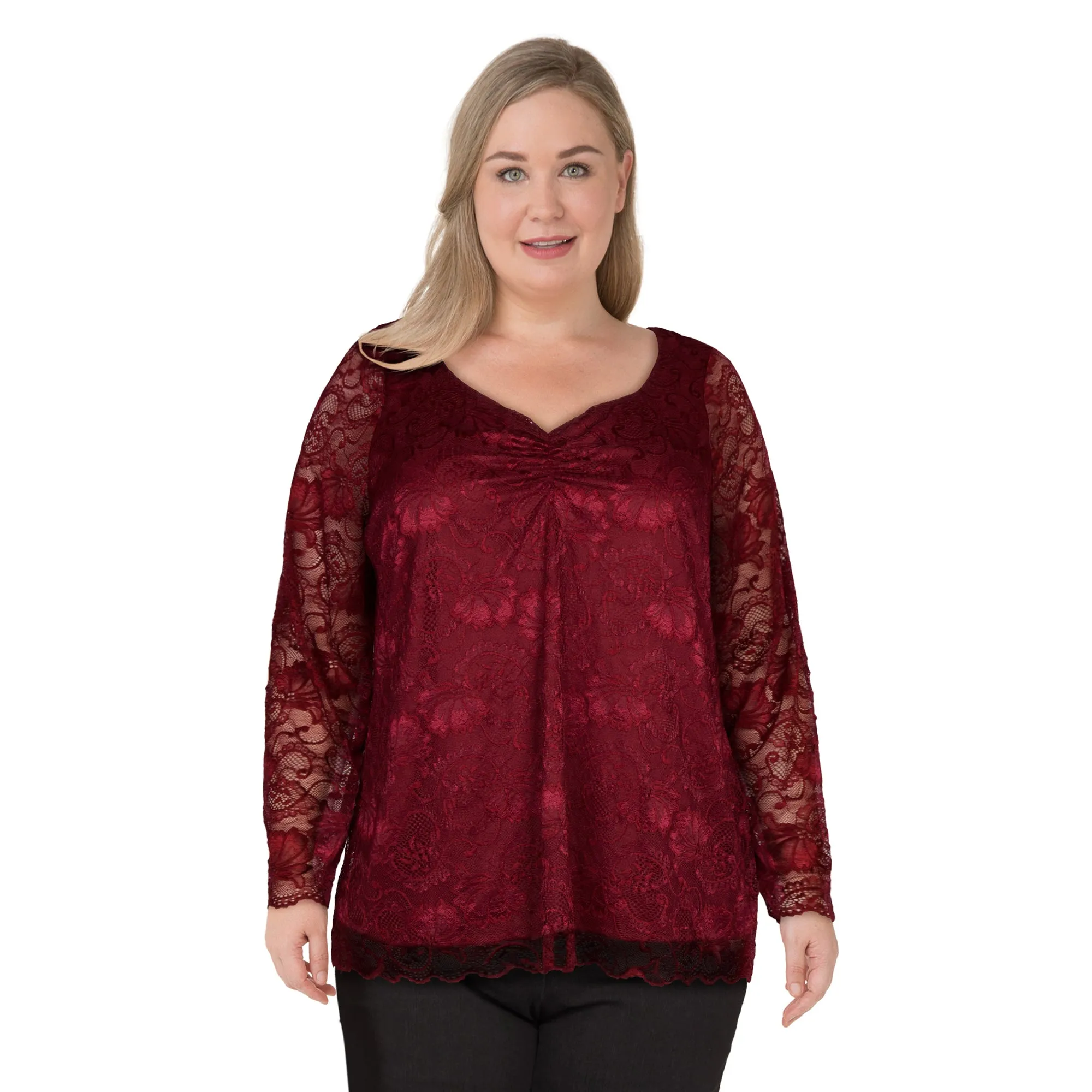 lily morgan Women's Plus Sweetheart Lace Top sold by Giant Tiger product image thumbnail 3
