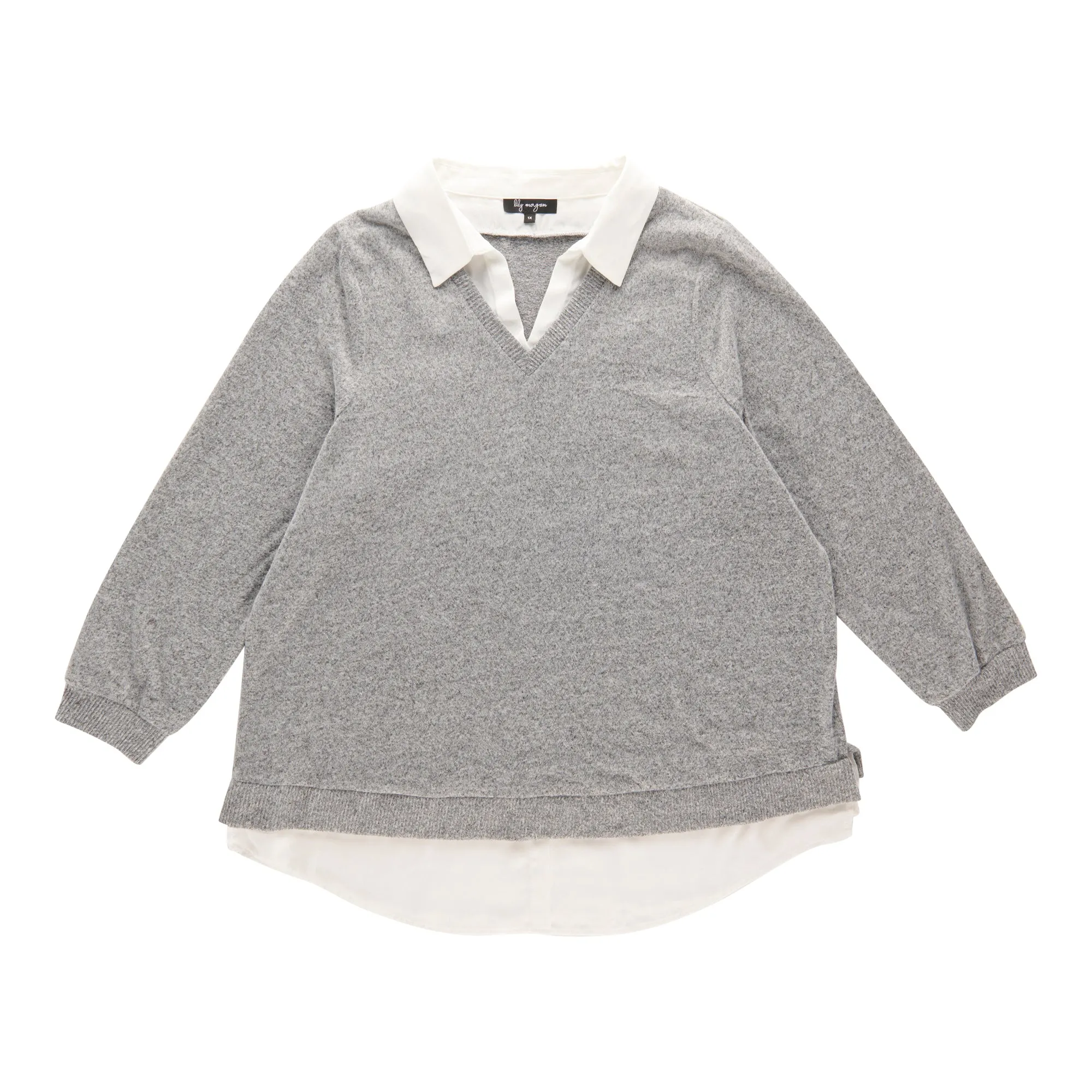 lily morgan Women's Plus V-Neck Twofer Sweater sold by Giant Tiger