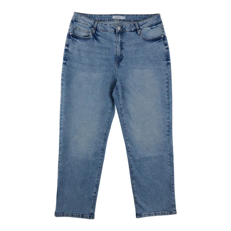 mySTYLE Women's Plus Rhinestone Denim Jeans sold by Giant Tiger