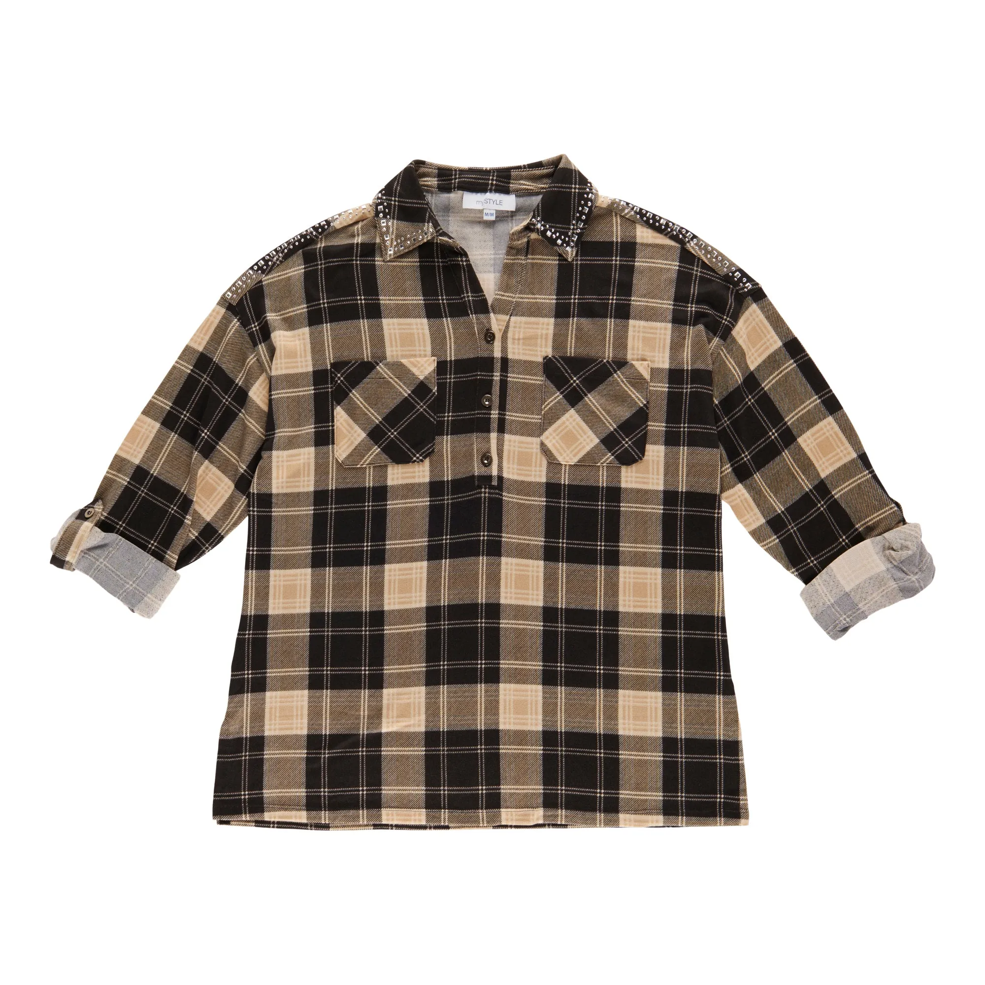 mySTYLE Women's Plaid Boyfriend Shirt sold by Giant Tiger