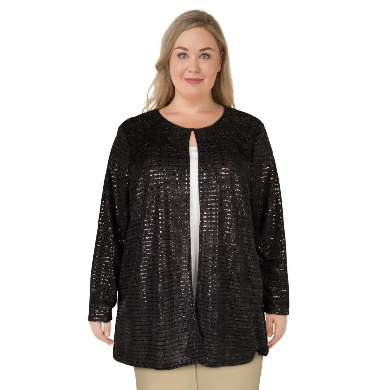 lily morgan Women's Plus Shimmer Cardigan sold by Giant Tiger