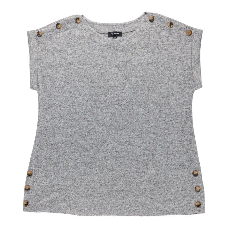 lily morgan Women's Plus City Chic Button Trim Snit Top sold by Giant Tiger