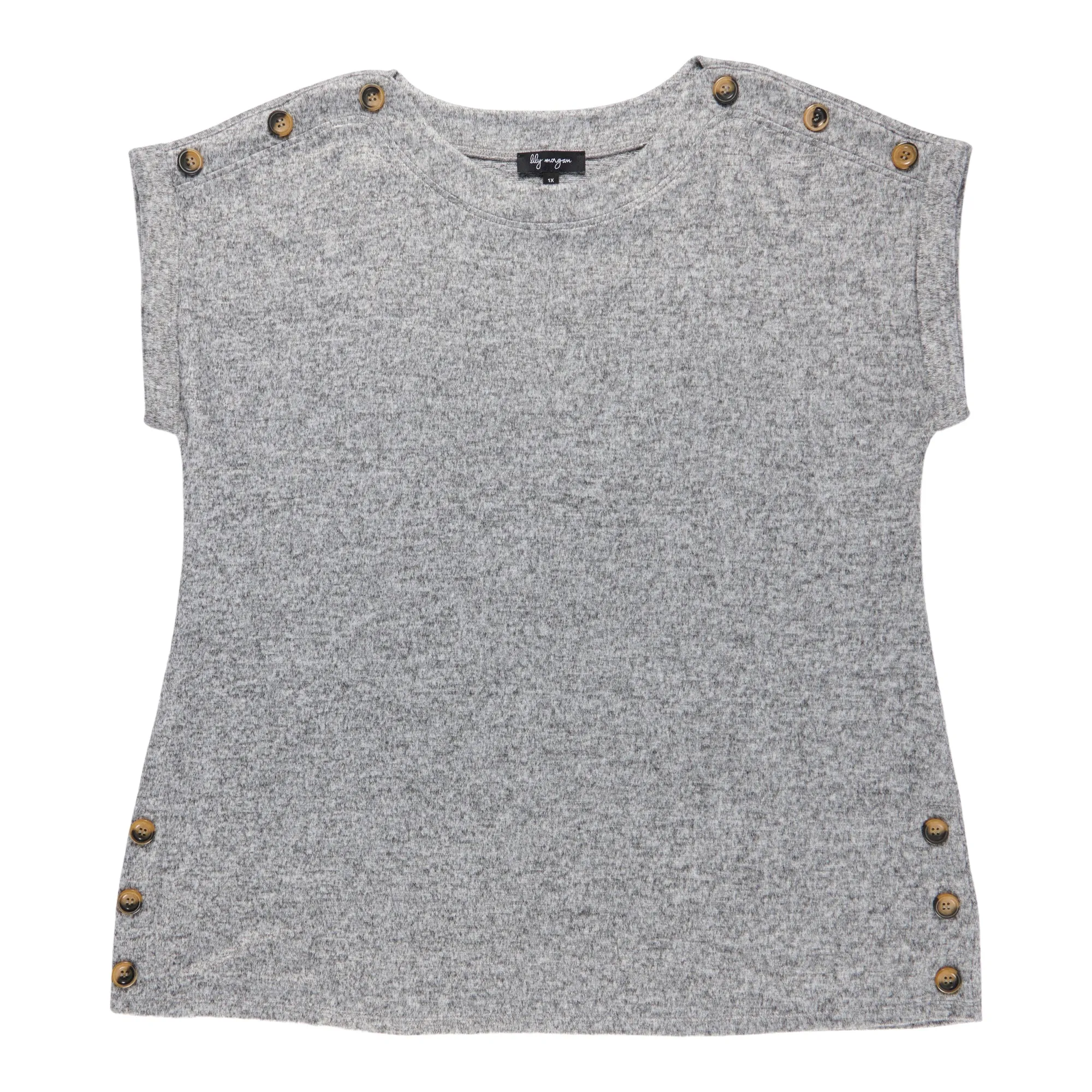 lily morgan Women's Plus City Chic Button Trim Snit Top sold by Giant Tiger