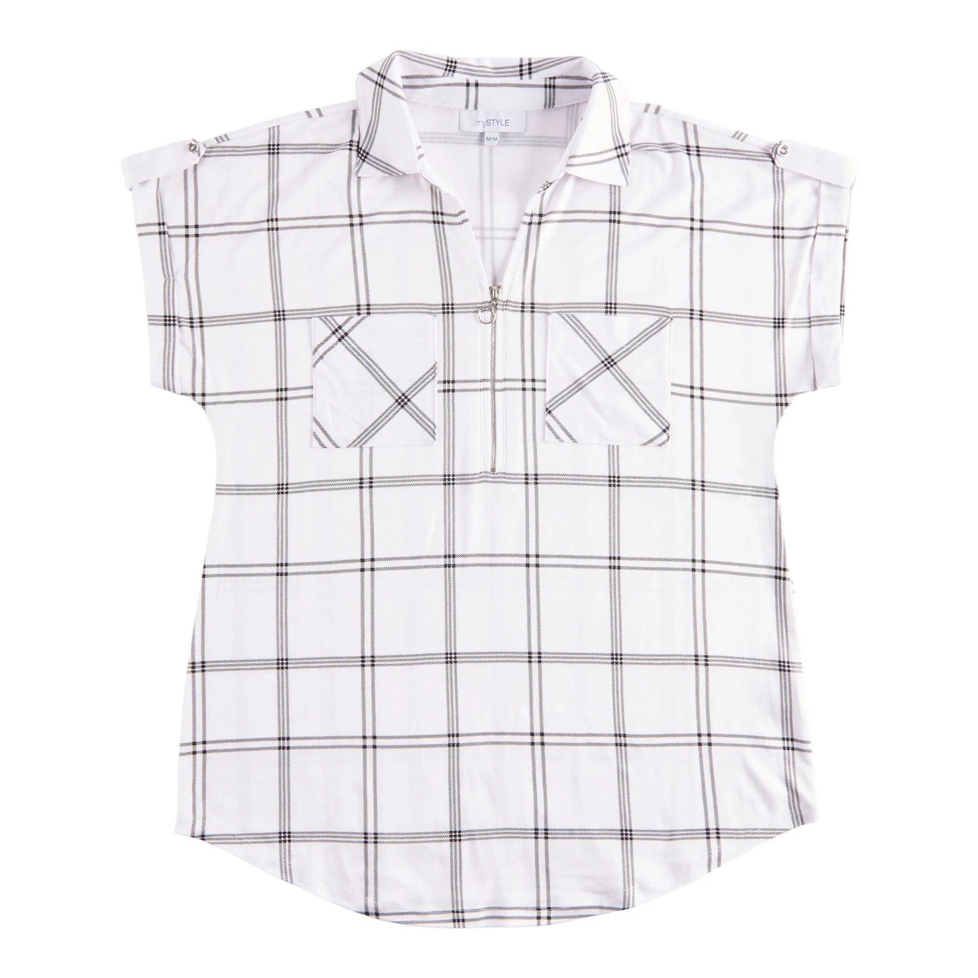 mySTYLE Women's Seaside Cap Sleeve Plaid Top sold by Giant Tiger