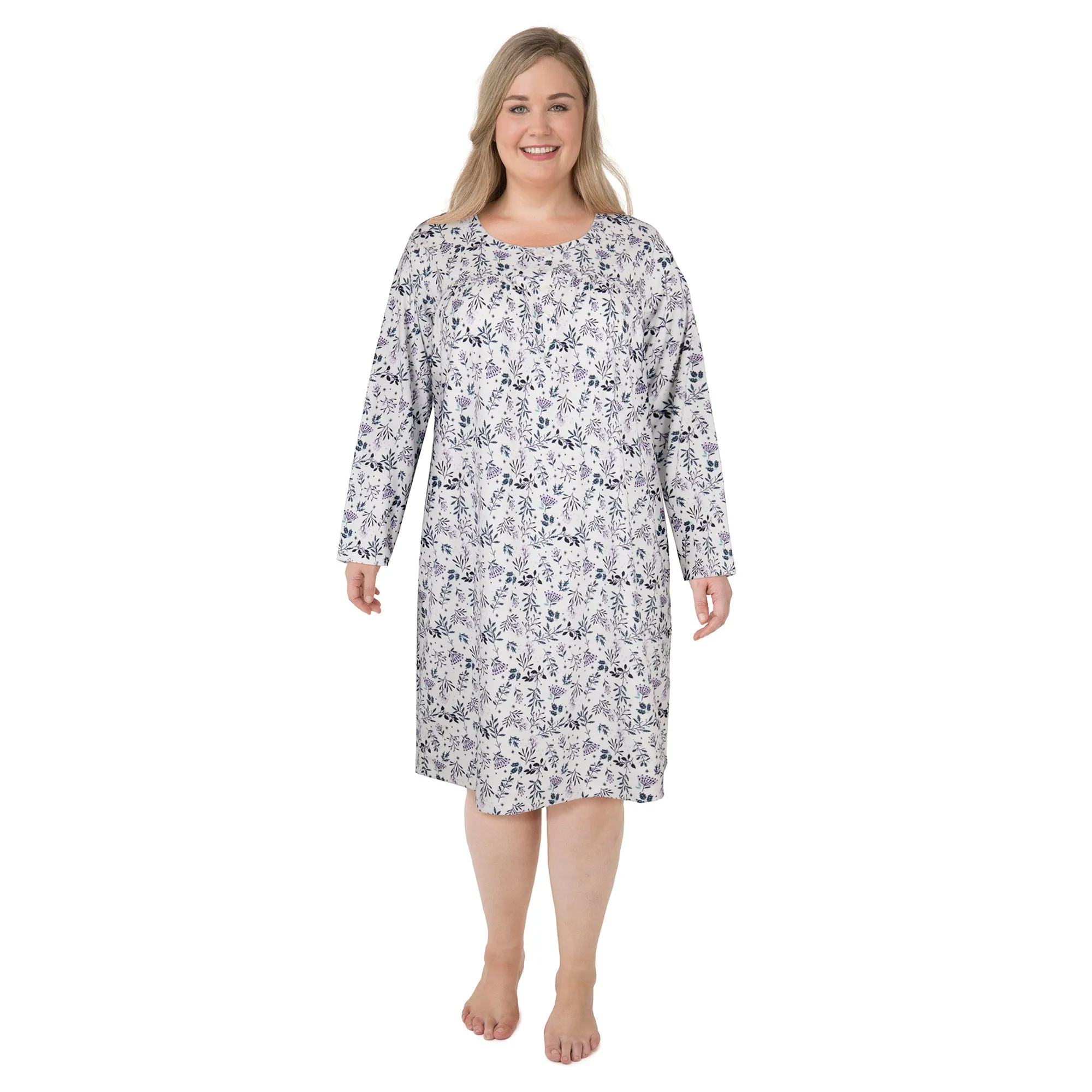 Carisma Women's Plus Velour Henley Nightgown sold by Giant Tiger product image thumbnail 3