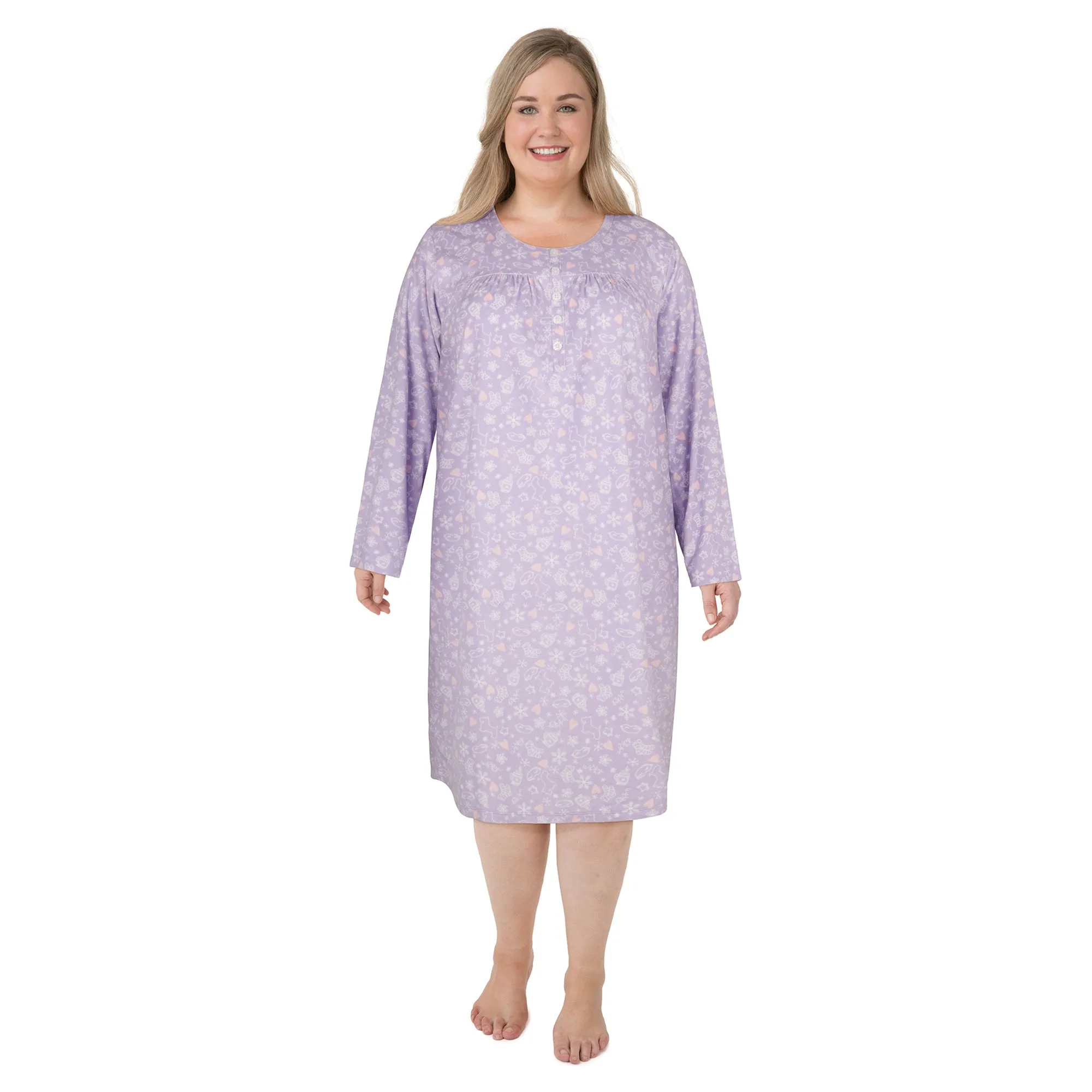 Carisma Women's Plus Velour Henley Nightgown sold by Giant Tiger