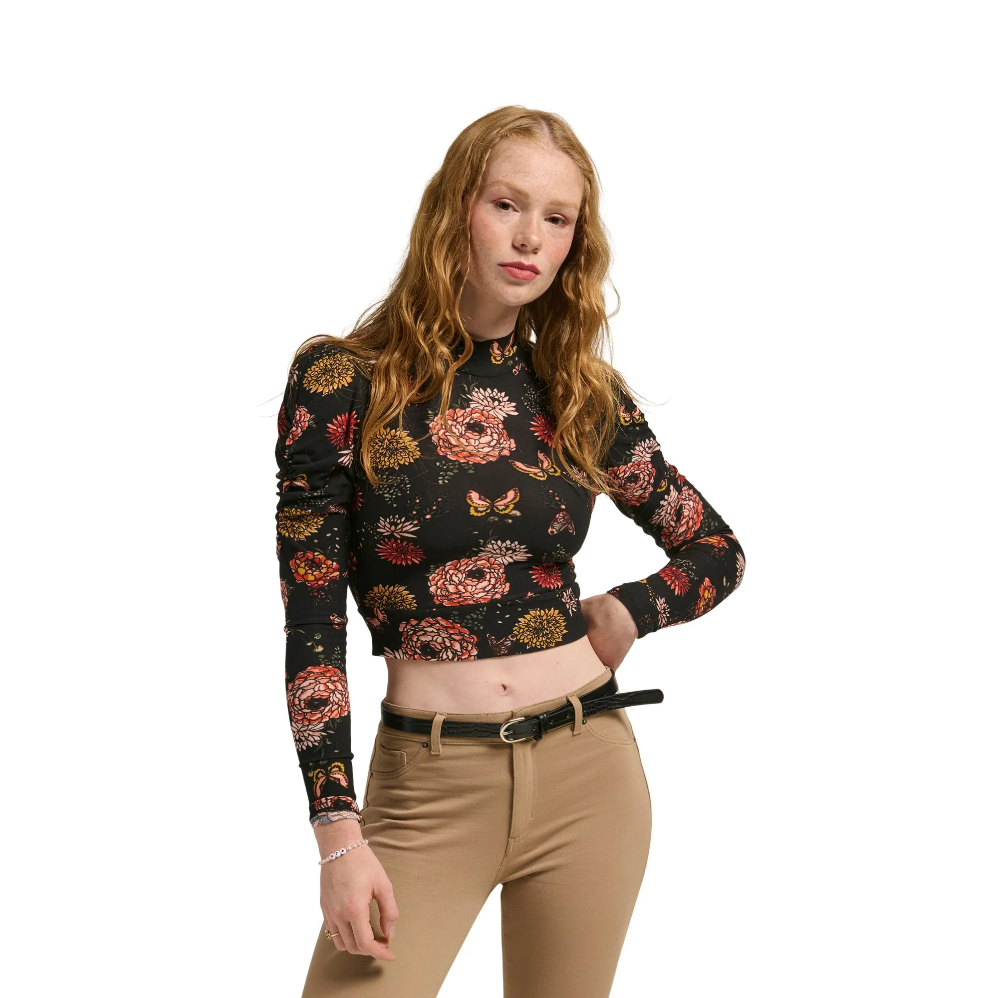 Women's Mock-Neck Floral Crop Top sold by Giant Tiger