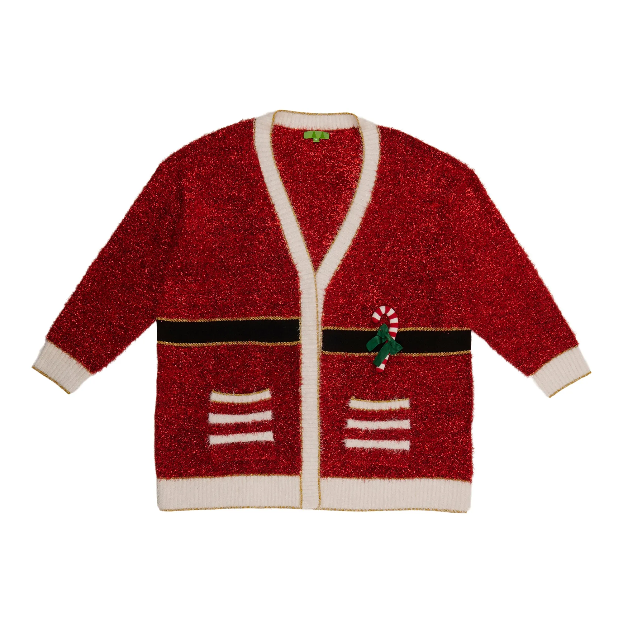 Comfy Cozy Women's Plus Santa Glitter Cardigan sold by Giant Tiger