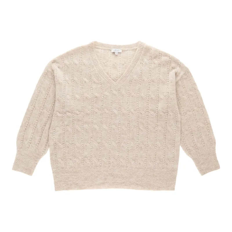 mySTYLE Women's Plus V-Neck Cable Sweater sold by Giant Tiger