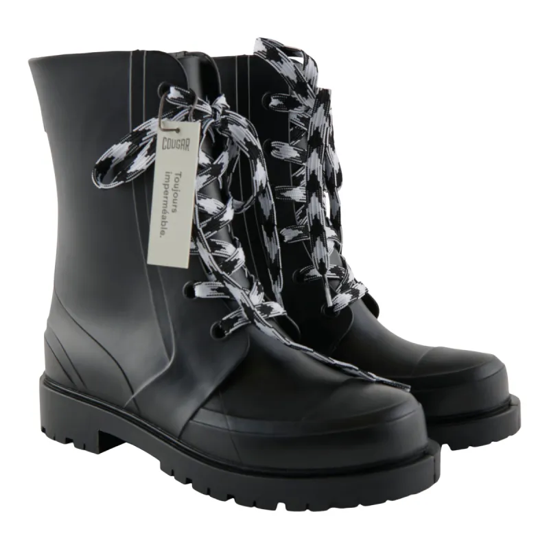 Cougar Women's Laced Rain Boots, Black sold by Giant Tiger