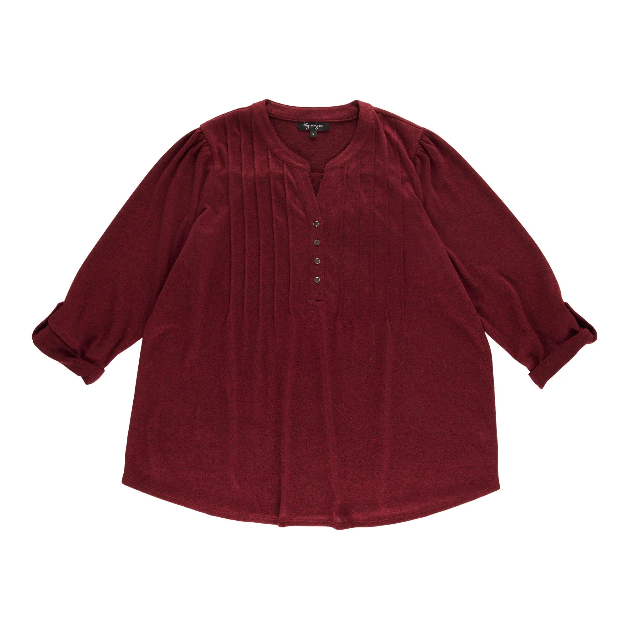 lily morgan Women's Plus Long Sleeve Pintuck Top sold by Giant Tiger product image thumbnail 3