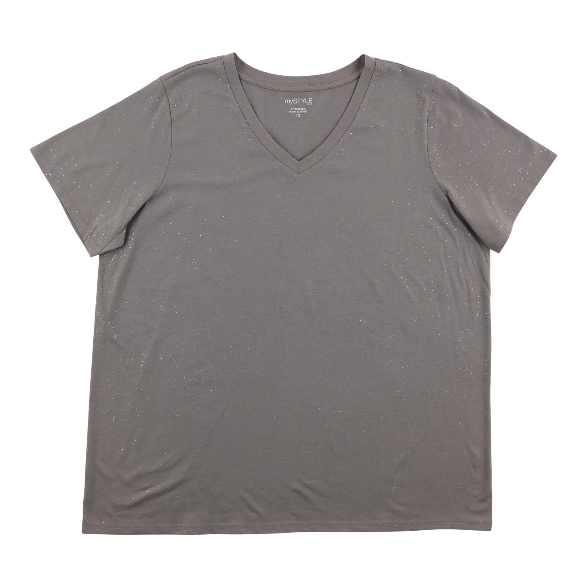 mySTYLE Women's Plus Foil V-Neck Tee sold by Giant Tiger product image thumbnail 2