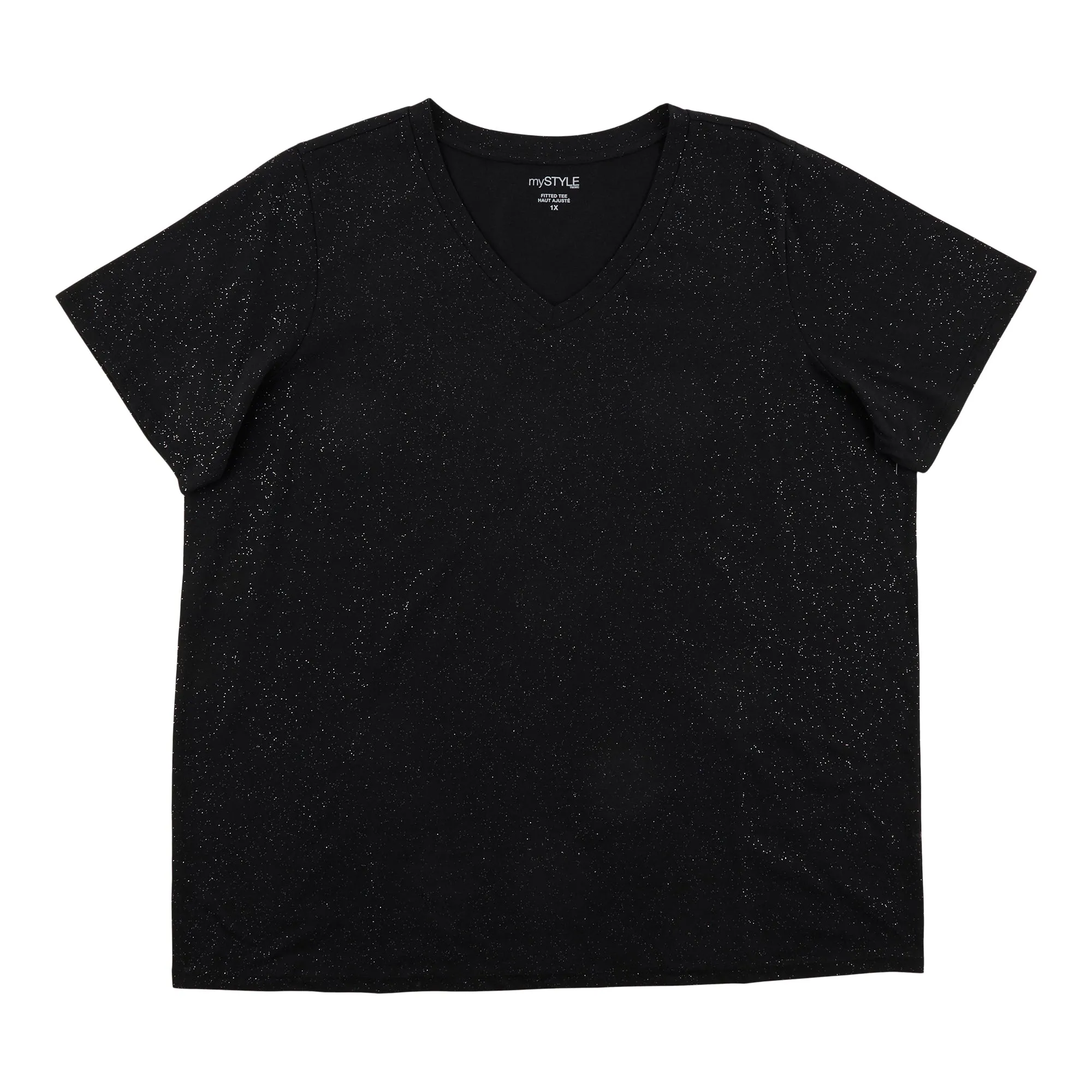 mySTYLE Women's Plus Foil V-Neck Tee sold by Giant Tiger