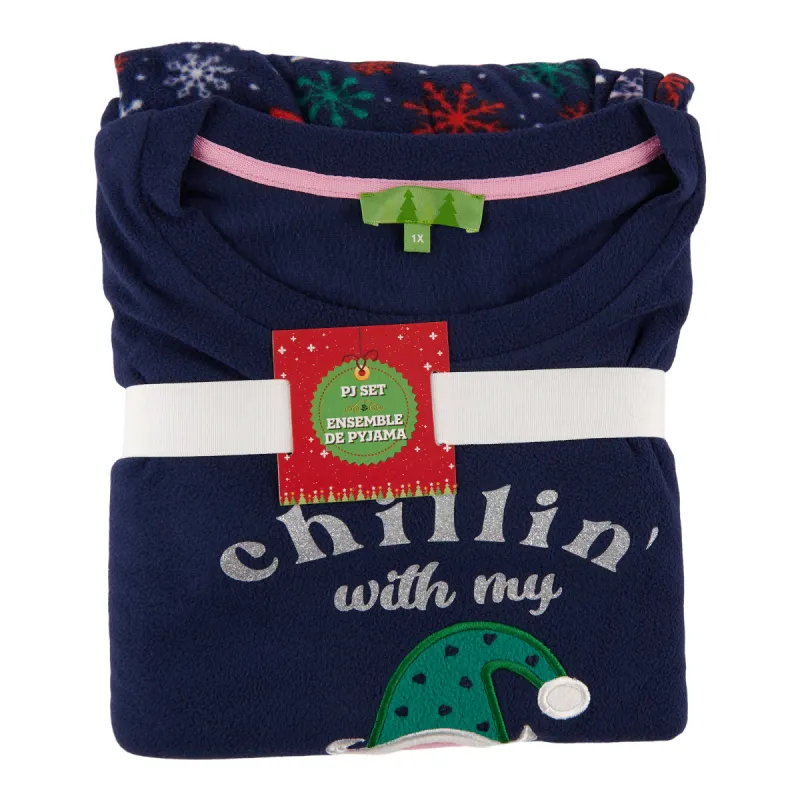 Comfy Cozy Women's Plus Micropolar Crew Neck PJ Set, 2-Piece sold by Giant Tiger