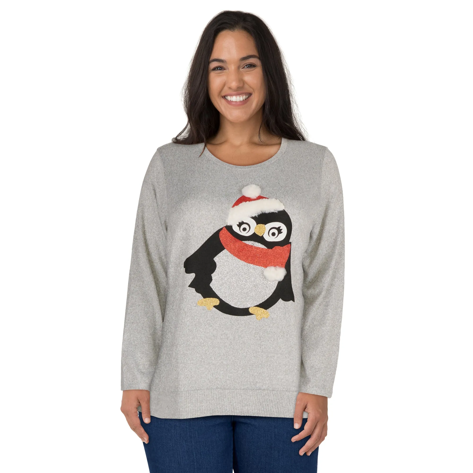 Comfy Cozy Women's Plus High Low Christmas Top sold by Giant Tiger