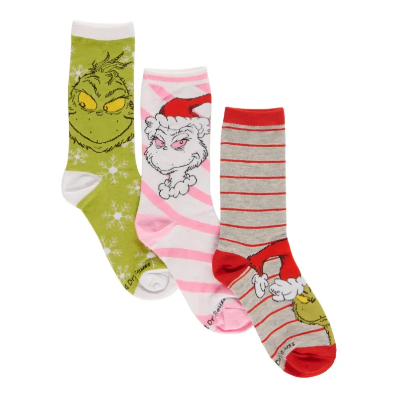 Women's Grinch Crew Socks, 3-Pack sold by Giant Tiger