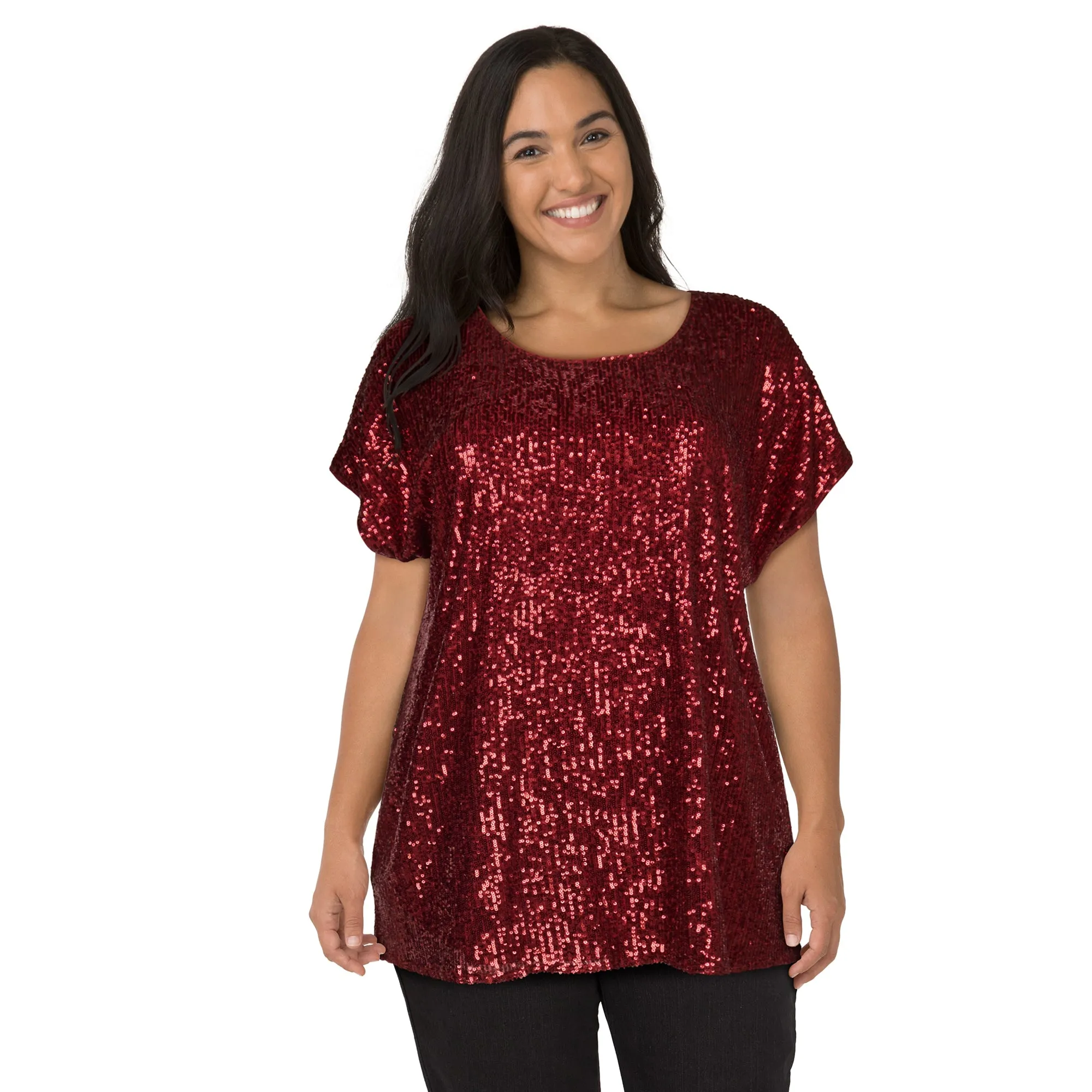 lily morgan Women's Plus Sequin Boxy Top sold by Giant Tiger product image thumbnail 4