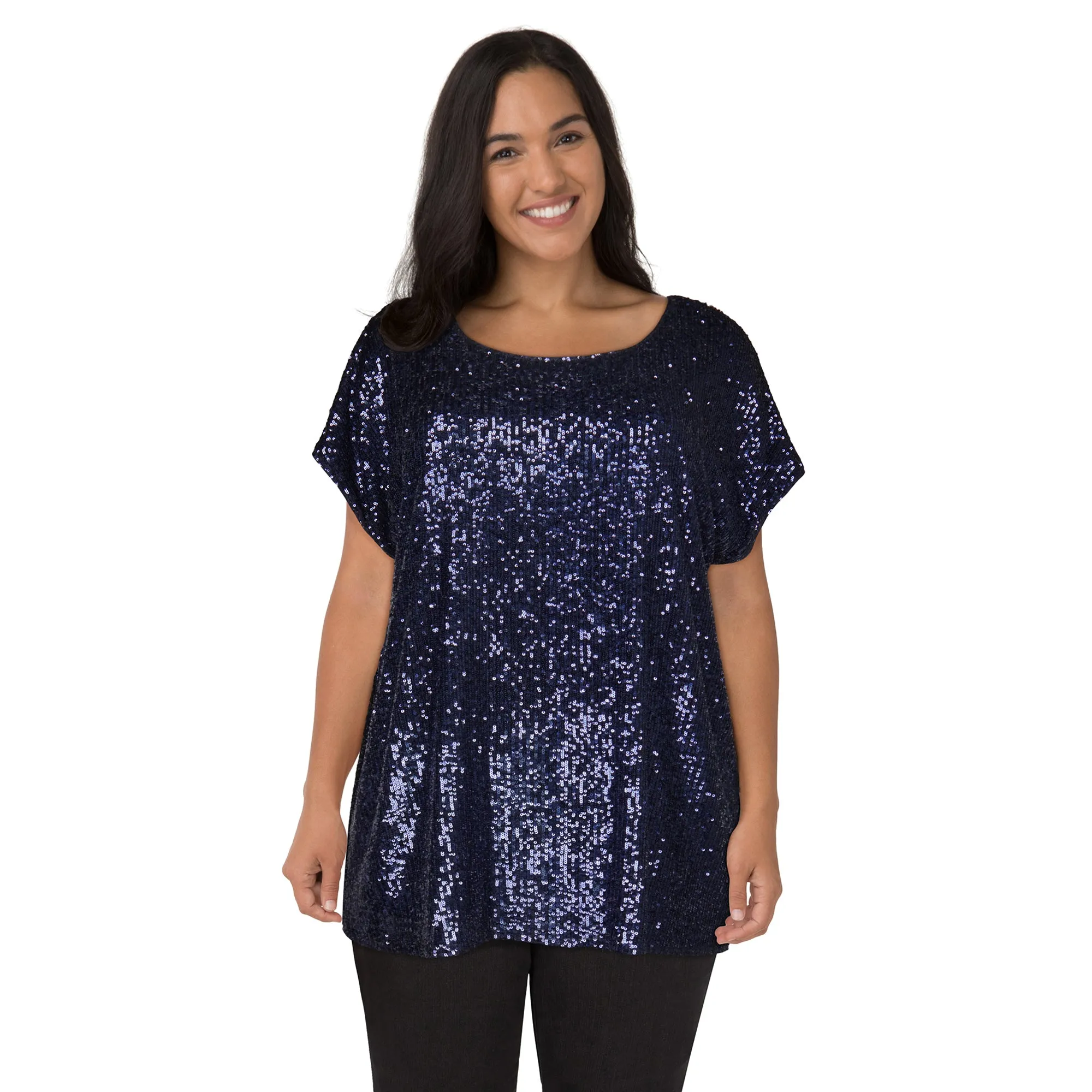 lily morgan Women's Plus Sequin Boxy Top sold by Giant Tiger product image thumbnail 3