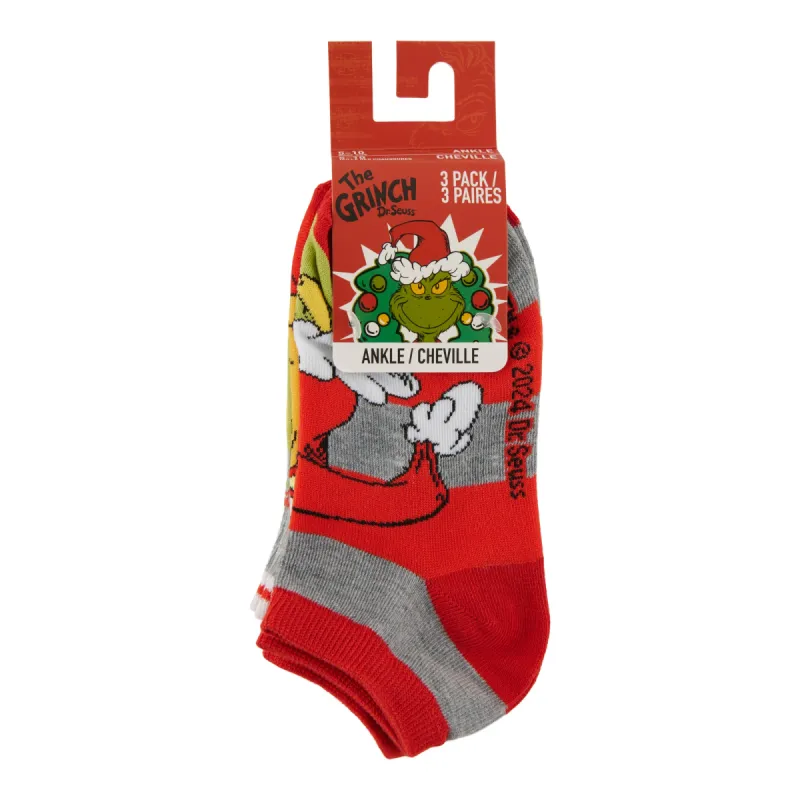 Women's Licensed Grinch Holiday Ankle Socks, 3-Pack sold by Giant Tiger