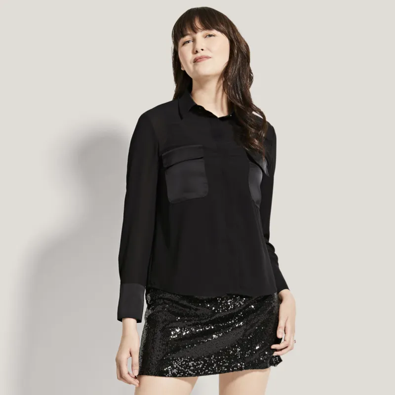 Limited Collection Women's Satin Trim Blouse sold by Giant Tiger