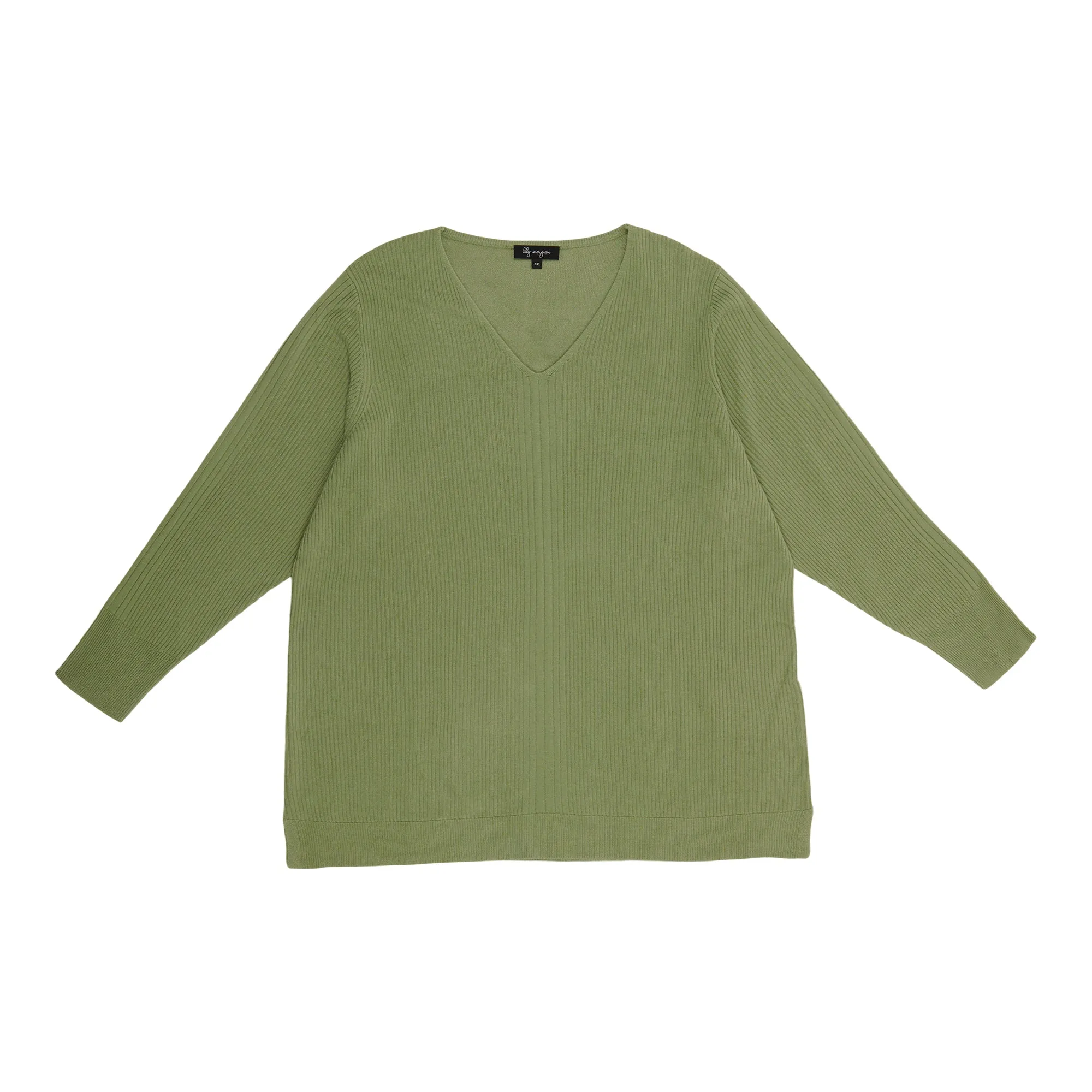 lily morgan Women's Plus Ribbed V-Neck Top sold by Giant Tiger product image thumbnail 3
