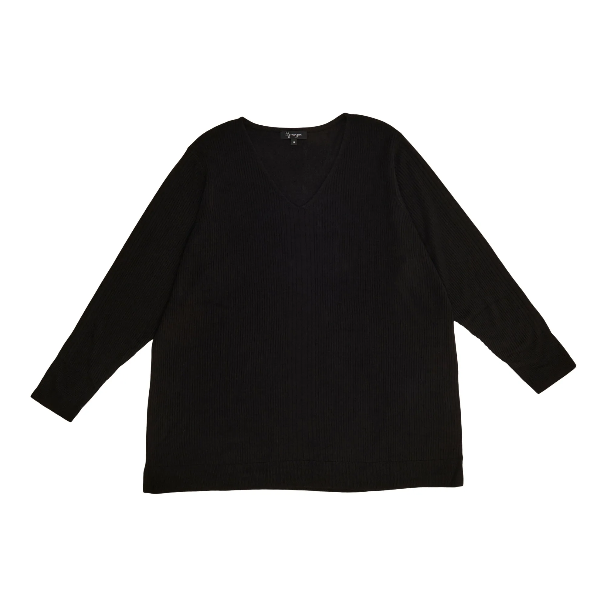 lily morgan Women's Plus Ribbed V-Neck Top sold by Giant Tiger