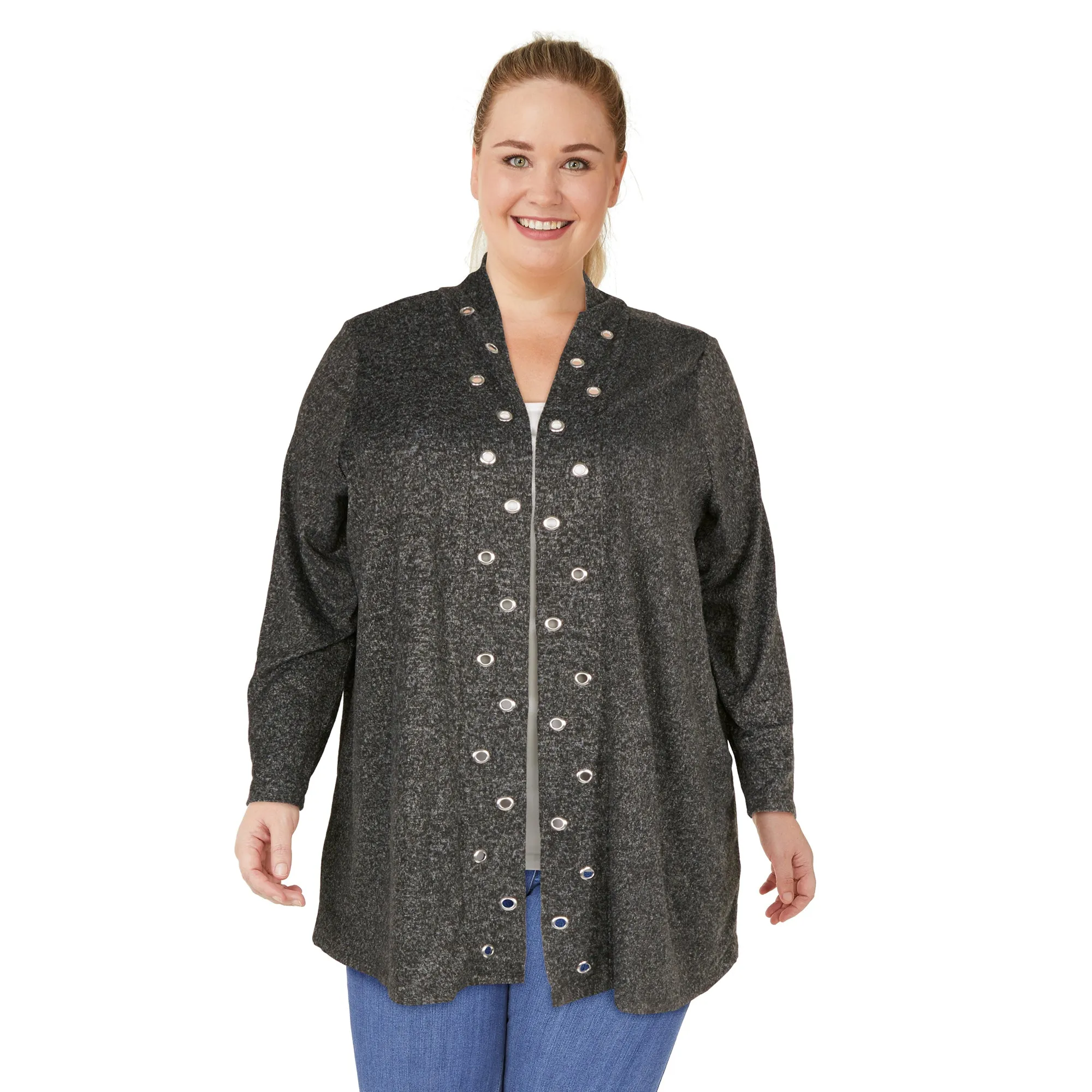 lily morgan Women's Plus Cardigan with Grommets sold by Giant Tiger product image thumbnail 2