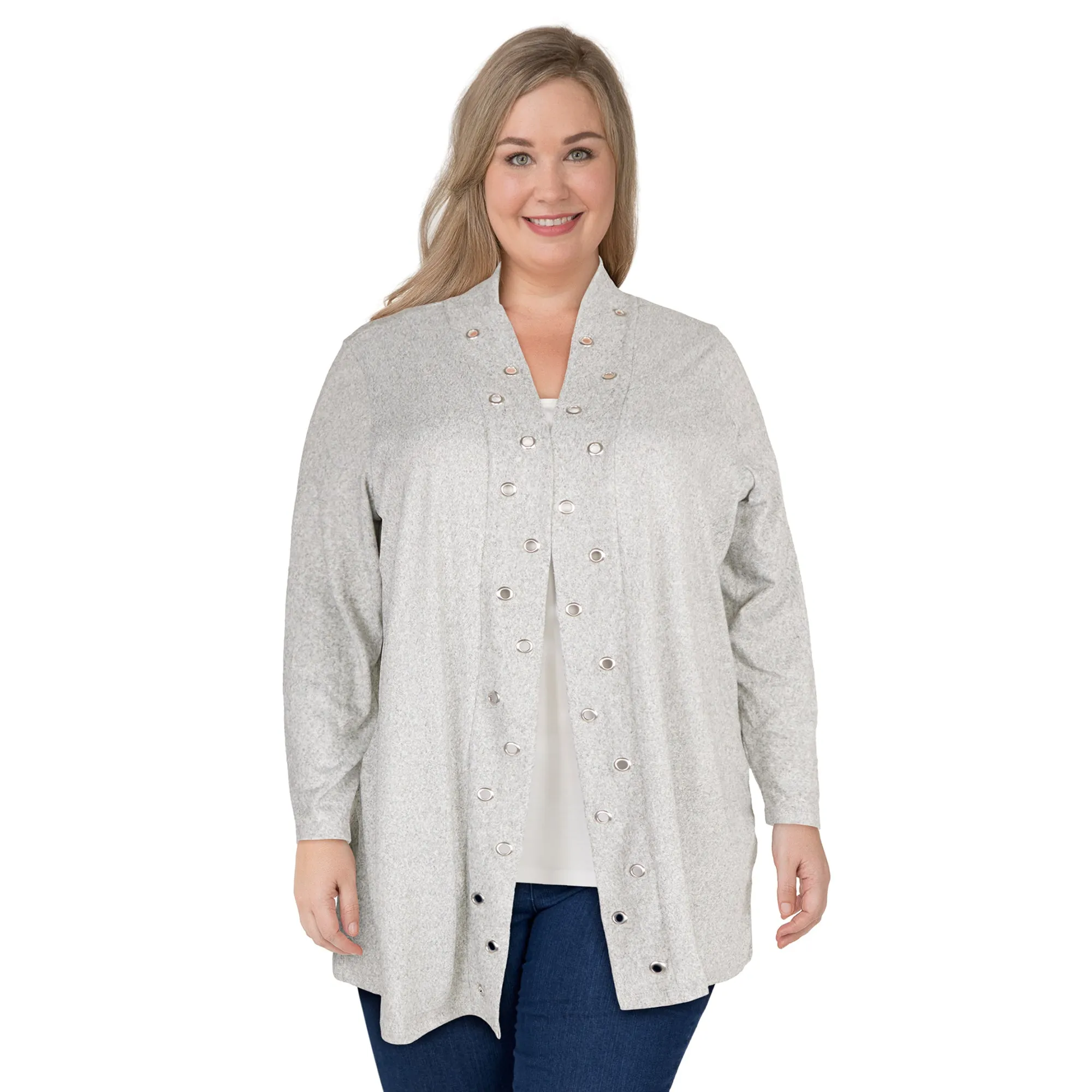 lily morgan Women's Plus Cardigan with Grommets sold by Giant Tiger