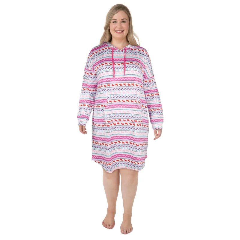 Comfy Cozy Women's Plus Hooded Sleepshirt sold by Giant Tiger
