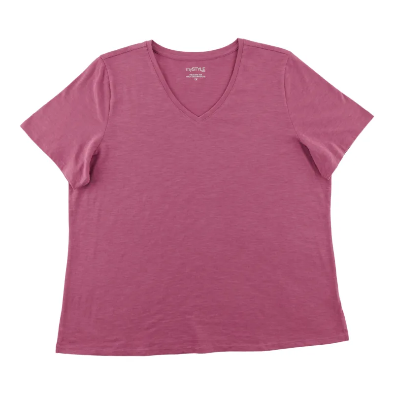 mySTYLE Women's Plus V-Neck T-Shirt sold by Giant Tiger