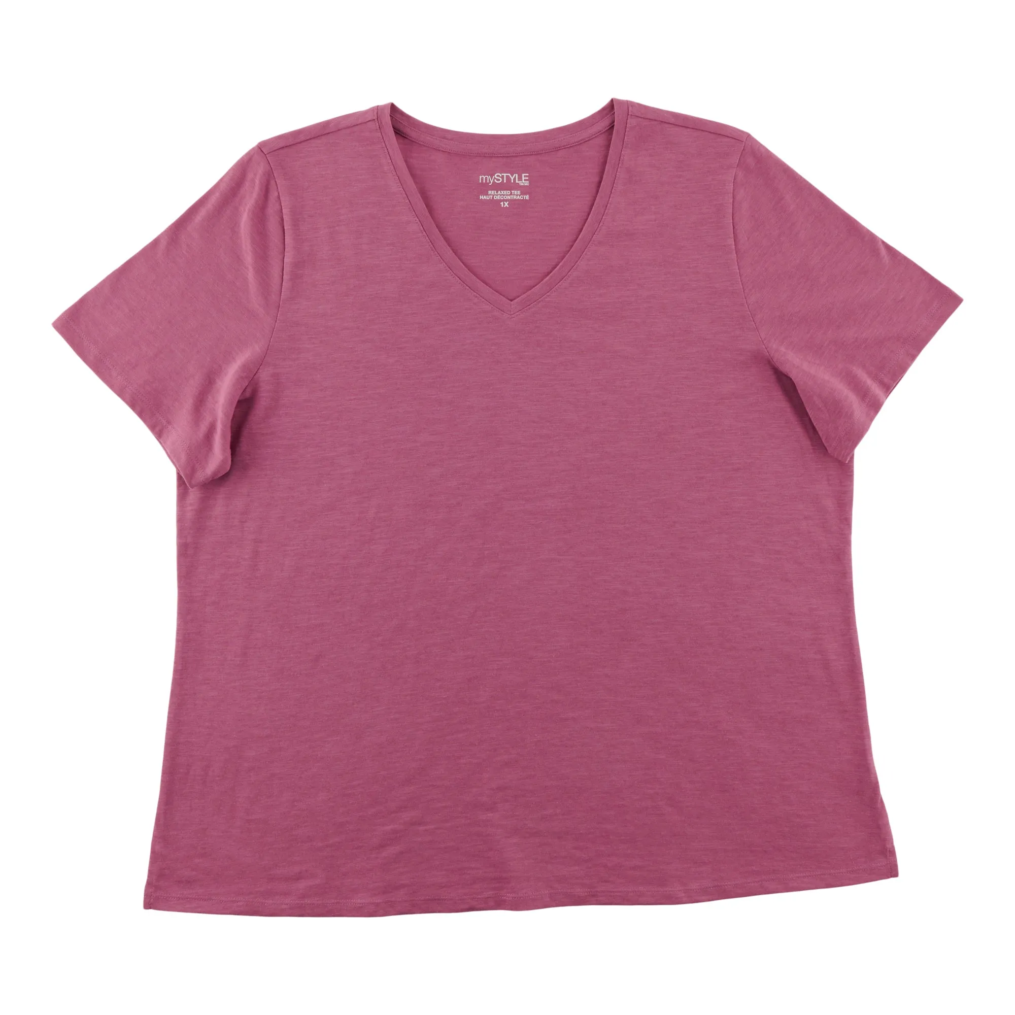 mySTYLE Women's Plus V-Neck T-Shirt sold by Giant Tiger