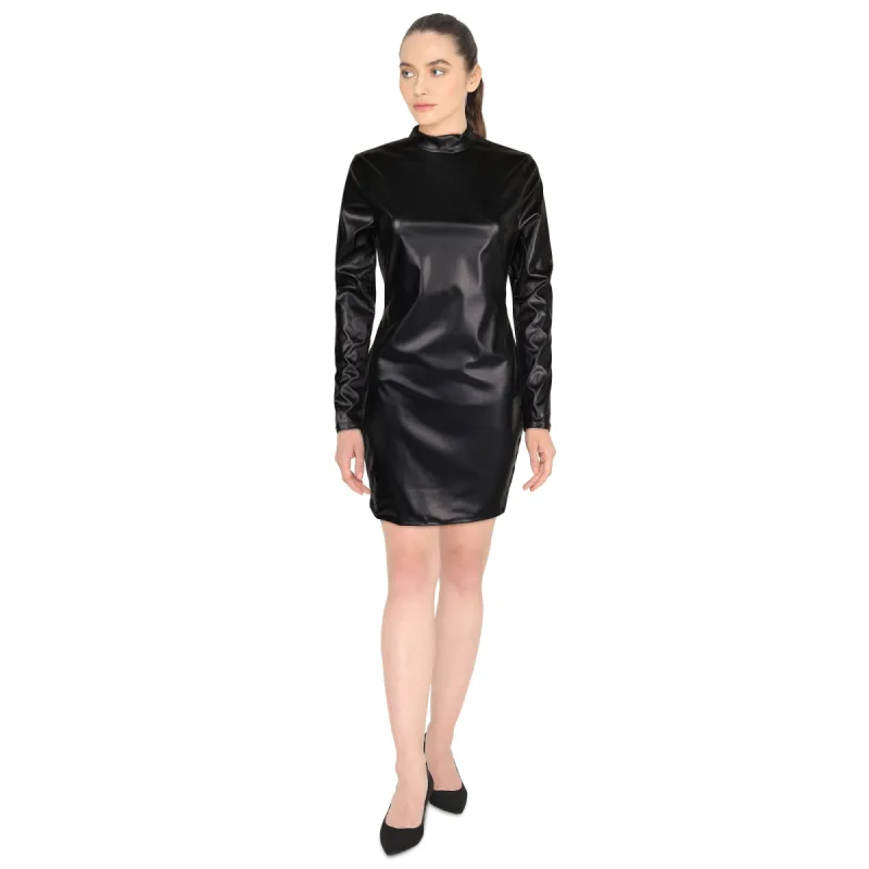 Women's Long Sleeve Faux Leather Mini Dress sold by Giant Tiger