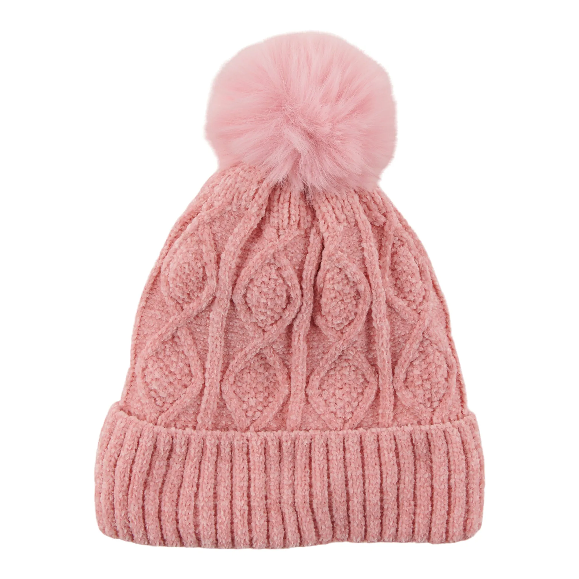 Women's Chenille Cable Knit Hat With Pom Pom sold by Giant Tiger