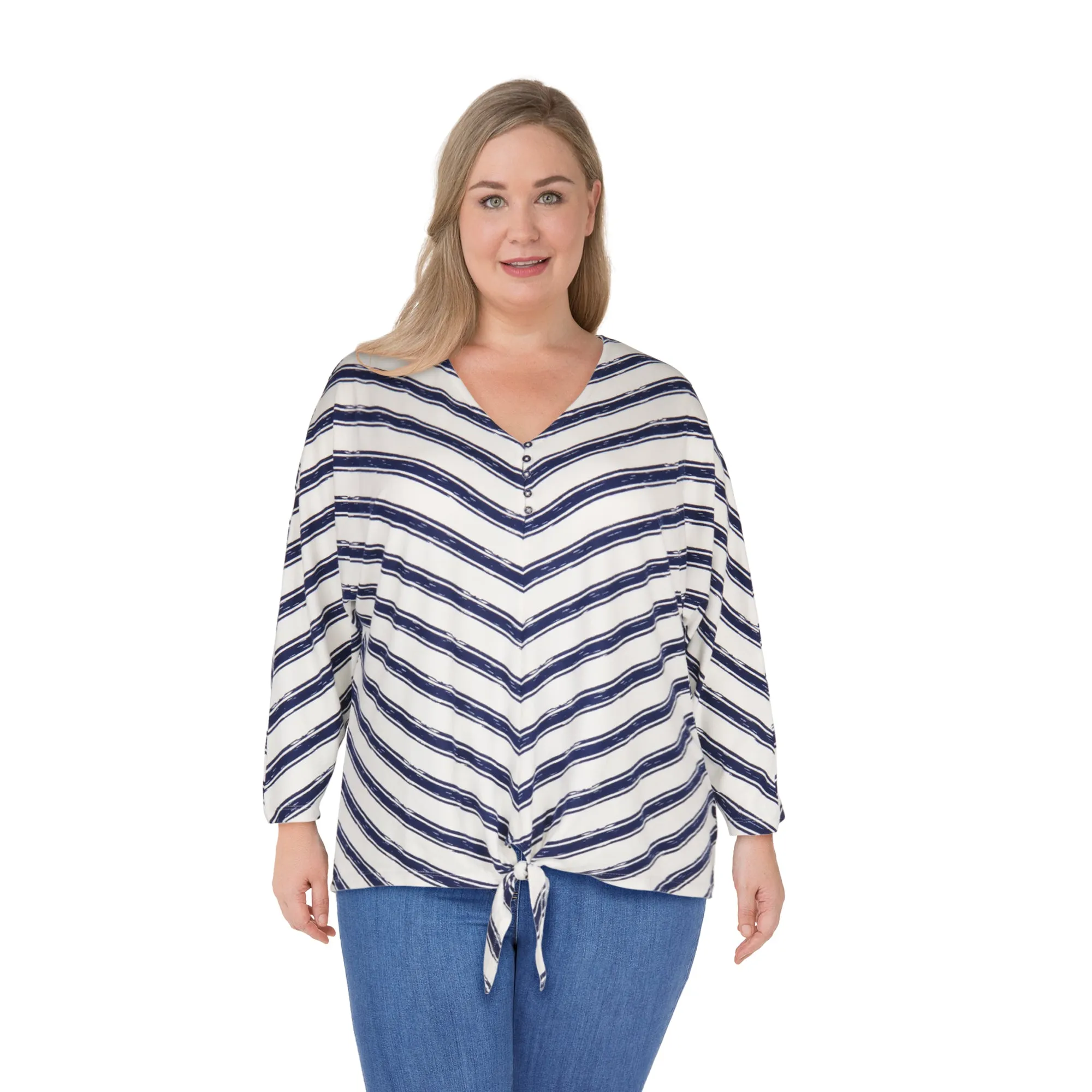 lily morgan Women's Plus V-Neck Tie Front Top sold by Giant Tiger