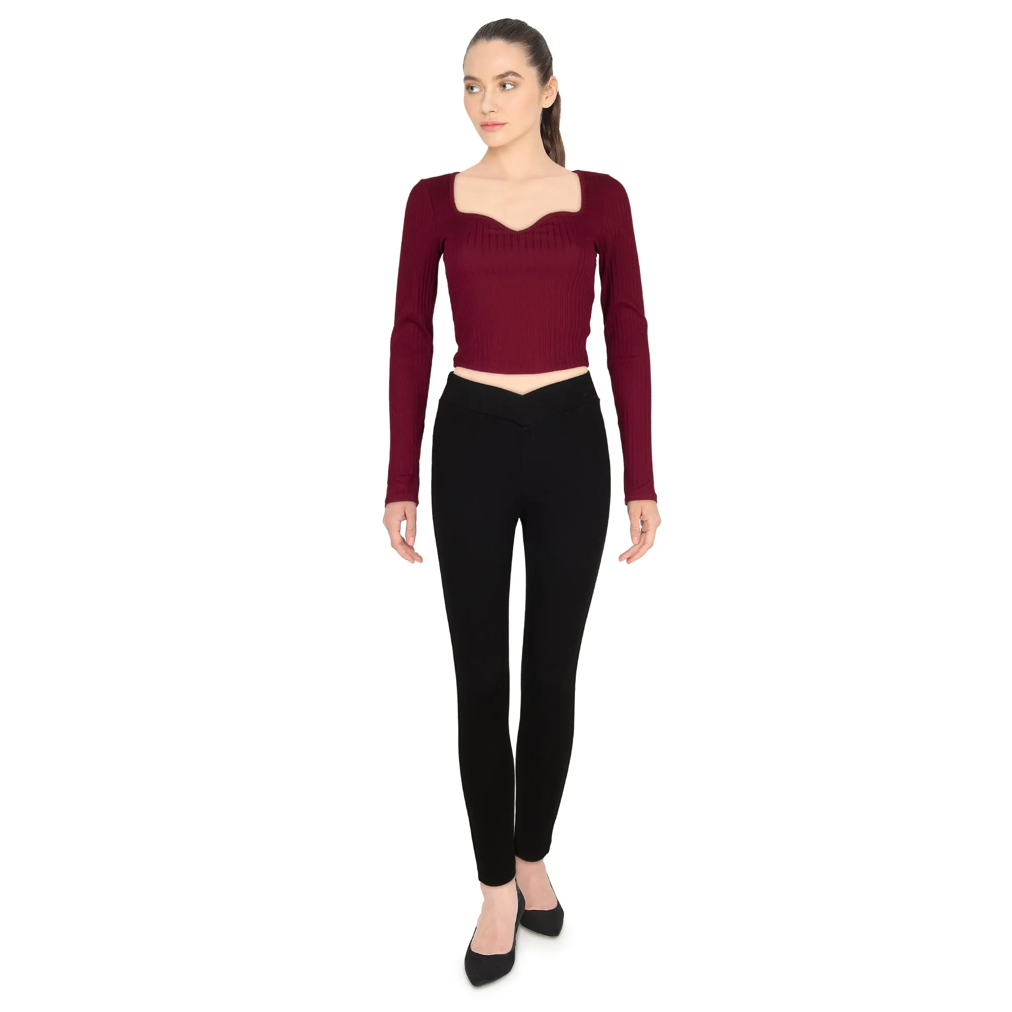 Women's Cropped Sweetheart Long Sleeve Top sold by Giant Tiger