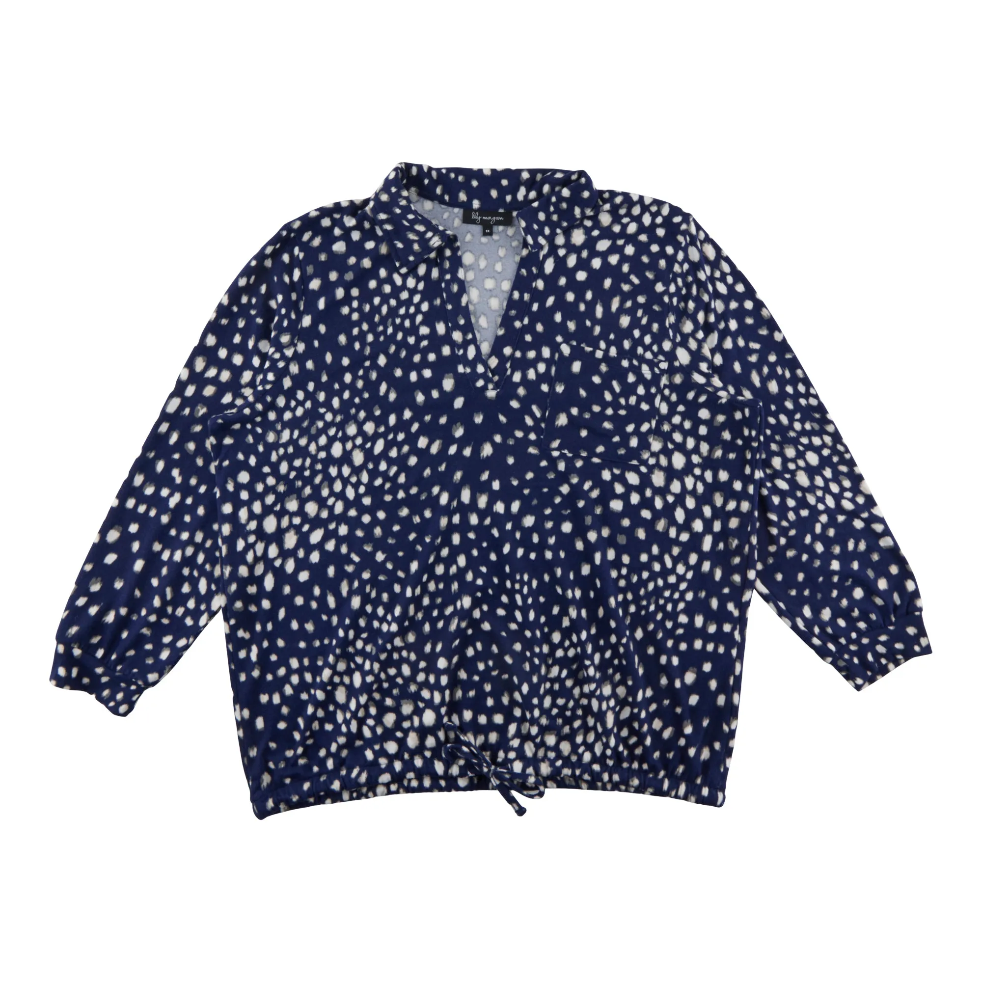 lily morgan Women's Plus Collared Tie Front Top sold by Giant Tiger product image thumbnail 2