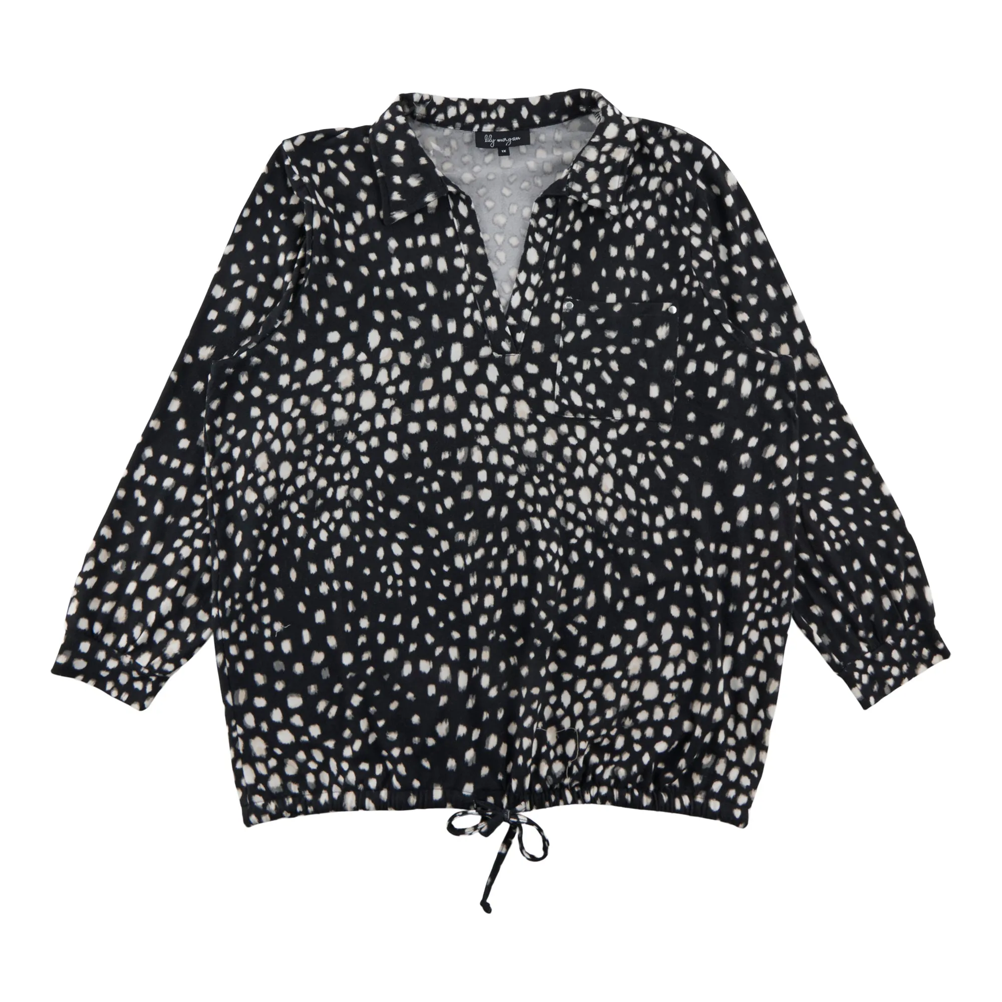 lily morgan Women's Plus Collared Tie Front Top sold by Giant Tiger product image thumbnail 3