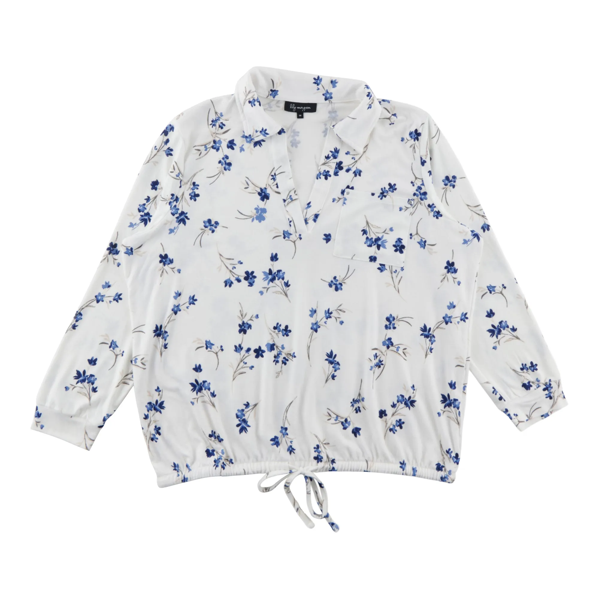 lily morgan Women's Plus Collared Tie Front Top sold by Giant Tiger