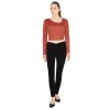 Women's Cropped Asymmetrical Neckline Long Sleeve Top sold by Giant Tiger