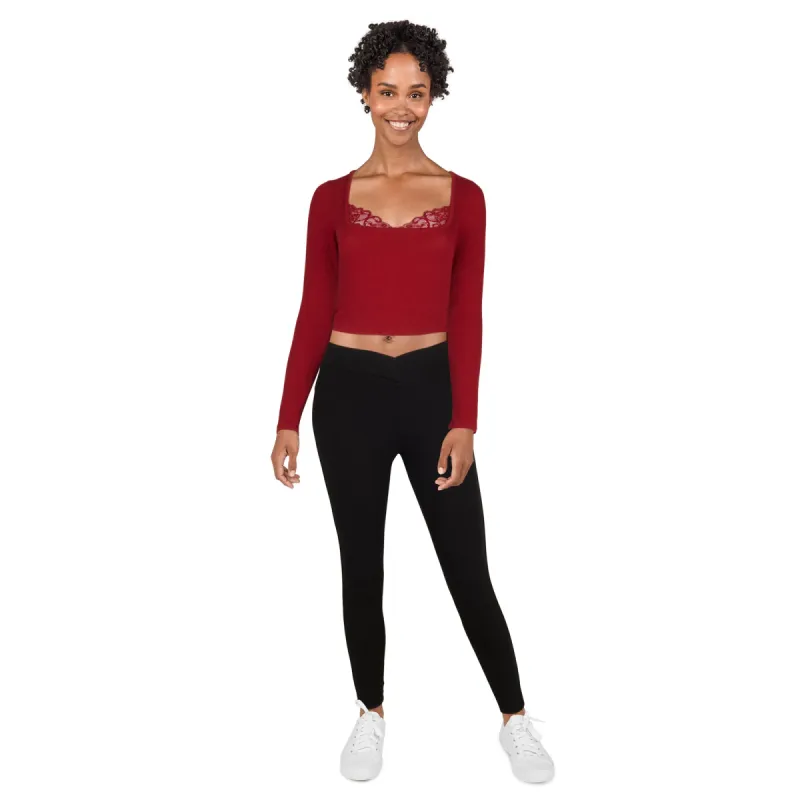 Women's Cropped Squareneck Long Sleeve Top sold by Giant Tiger