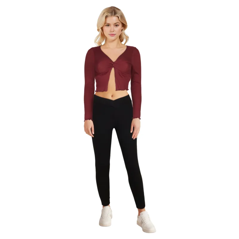 Women's Twisted Long Sleeve Cropped Top sold by Giant Tiger