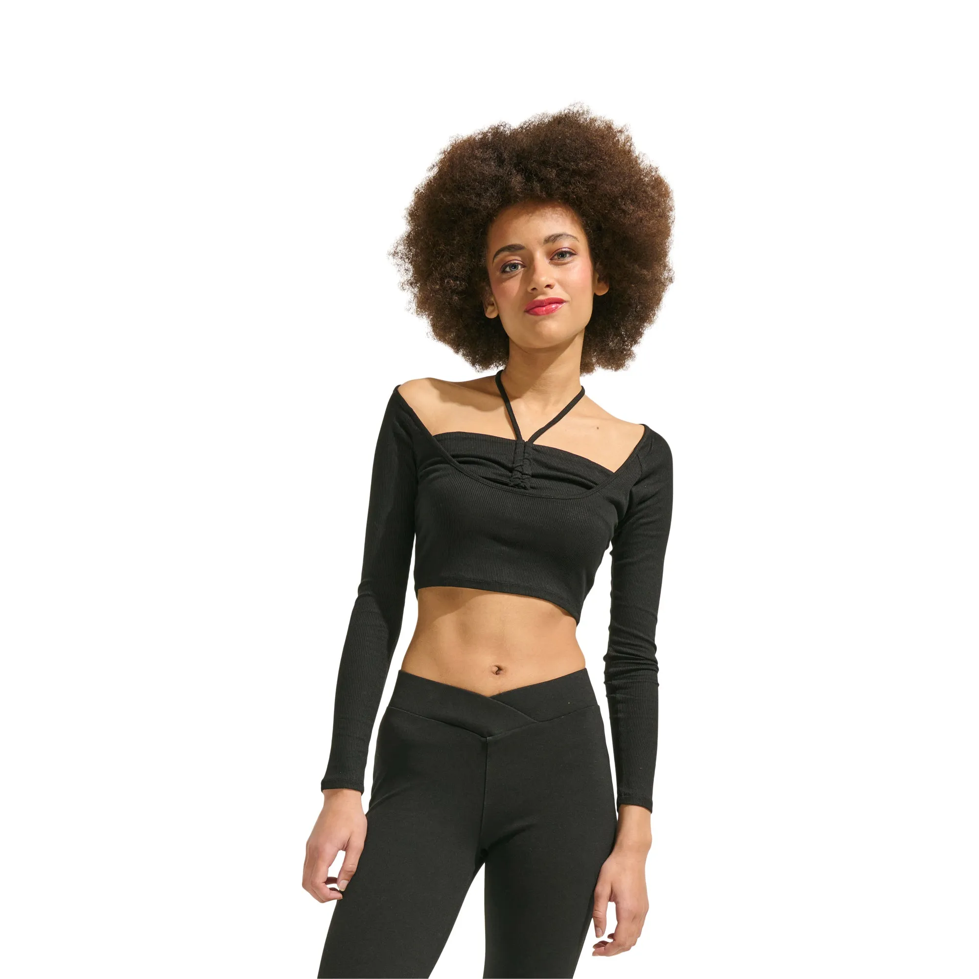 Women's Cropped Halter Long Sleeve Top sold by Giant Tiger