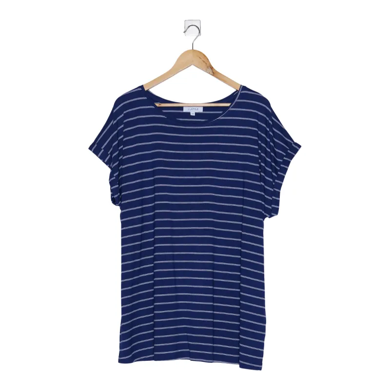 mySTYLE Women's Plus Summer Sizzle Striped Short Rolled Up Sleeve T-Shirt sold by Giant Tiger