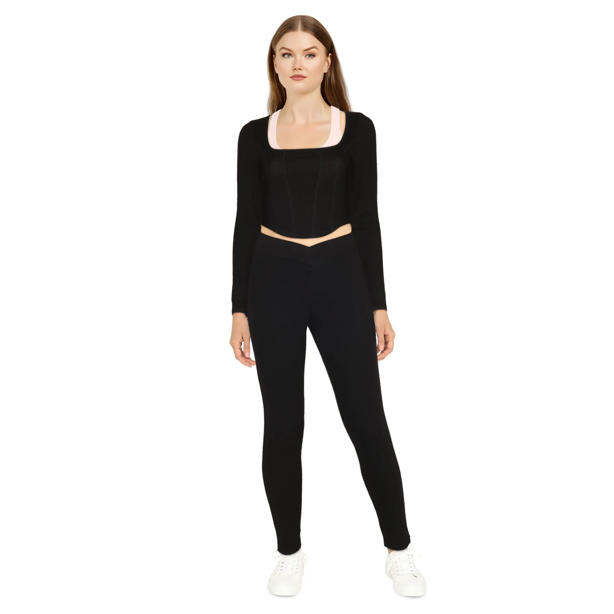 Women's Cropped Squareneck Long Sleeve Top sold by Giant Tiger