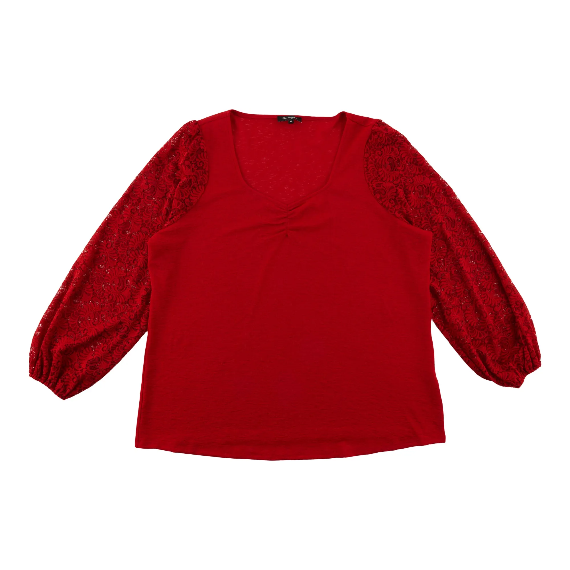 lily morgan Women's Plus Lace Sleeve Top sold by Giant Tiger product image thumbnail 3